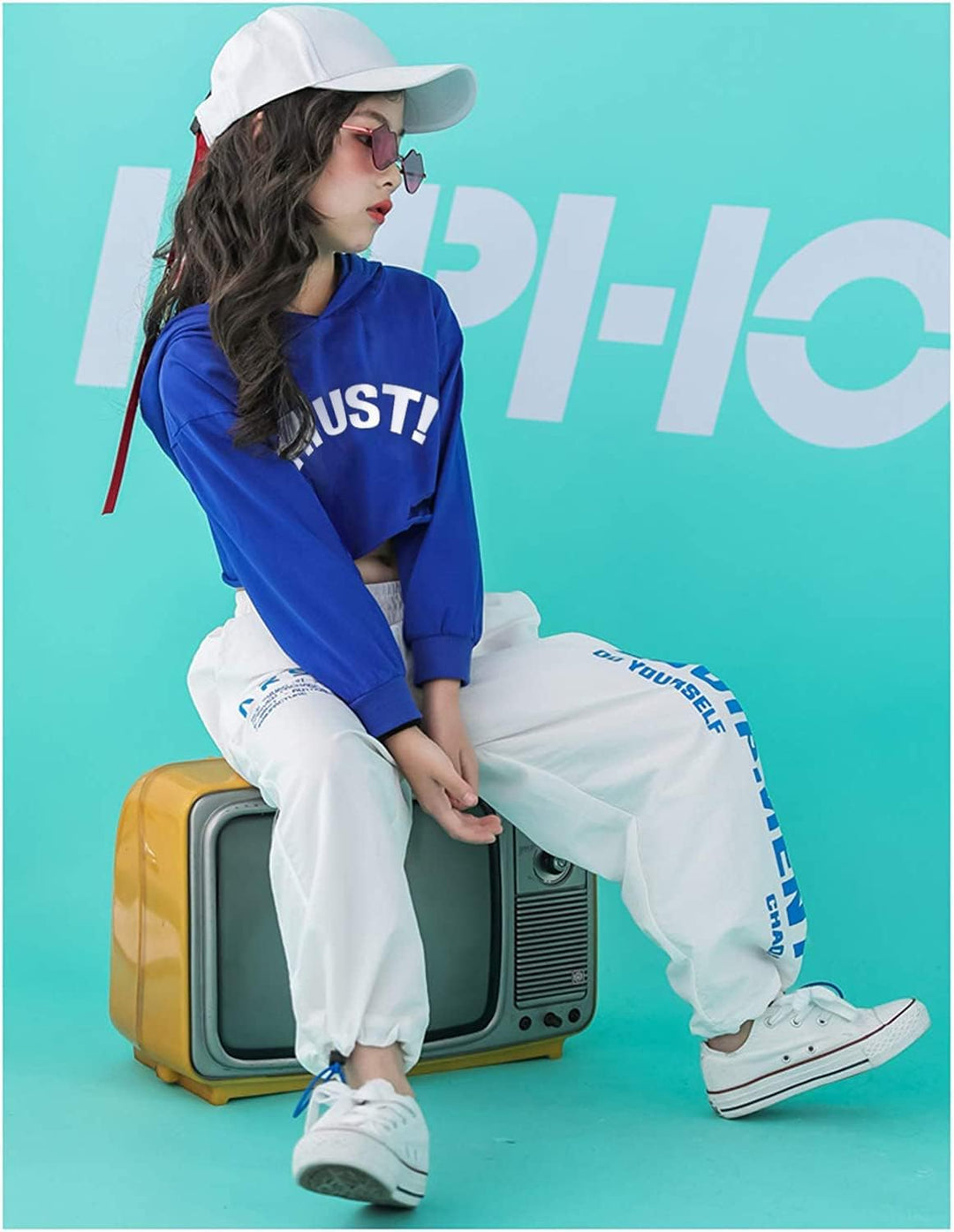 LOLANTA Mädchen Hip Hop Kleidung, Street Dance Outfit, Hoodie, Joggerhose Kinder Trainingsanzug Set,
