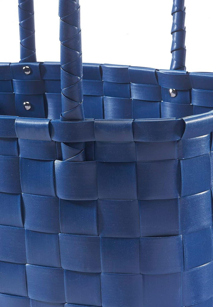 Kobolo Tasche Einkaufstasche Einkaufskorb geflochten Kunststoff Shopper - MARE XXL - blau