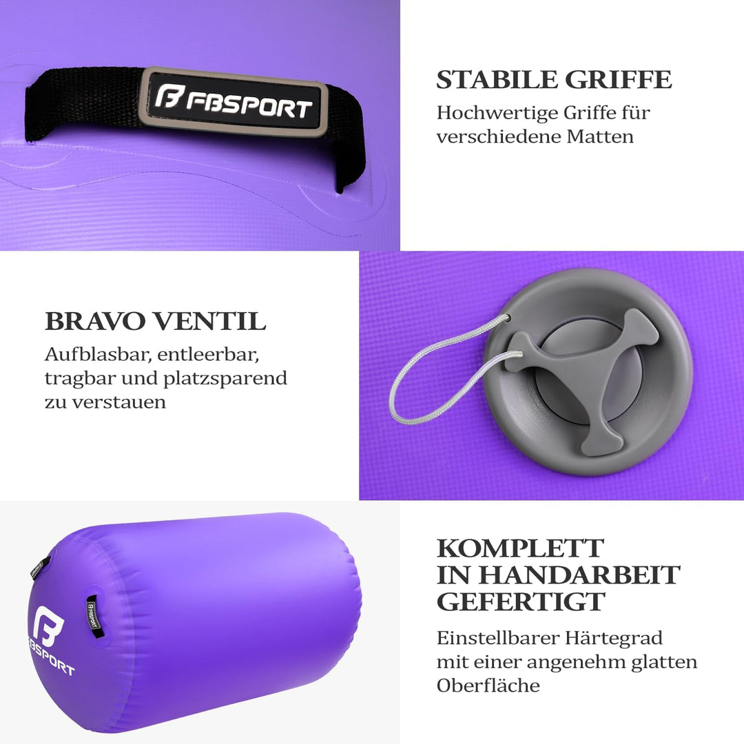 FBSPORT Aufblasbare Air Roll, 100/120cm Aufblasbare Luft Rollen, Yoga Gymnastik Zylinder, Gymnastikm