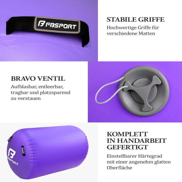 FBSPORT Aufblasbare Air Roll, 100/120cm Aufblasbare Luft Rollen, Yoga Gymnastik Zylinder, Gymnastikm