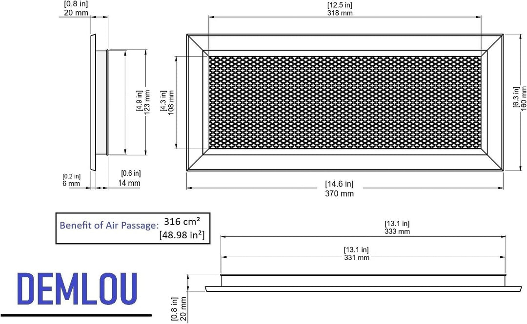 Aluminium-Lüftungsgitter Mit Metallnetz in Weisser Farbe Pulverbeschichtung RAL9016, Kamin Metall-Lü