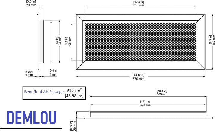 Aluminium-Lüftungsgitter Mit Metallnetz in Weisser Farbe Pulverbeschichtung RAL9016, Kamin Metall-Lü