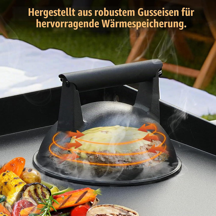 onlyfire Gusseisen Burgerglocke, Schmelzglocke für Cheeseburger und Barbecue Steak, Burgerhauben mit