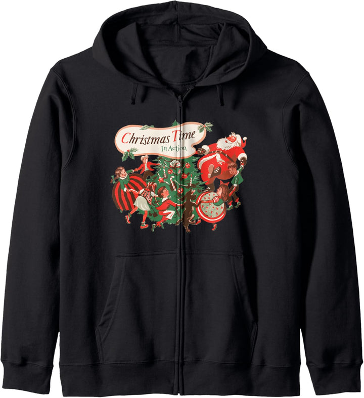Retro Tanzender Weihnachtsmann, Weihnachtszeit in Aktion Kapuzenjacke