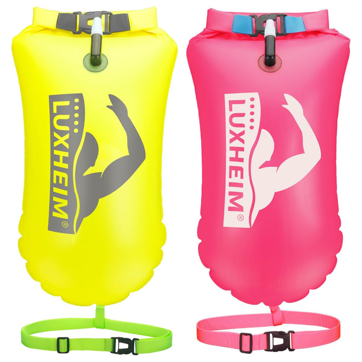 2 Pack Schwimmen Boje Schleppschwimmer für Open Water Schwimmen gut sichtbar Schwimmer Dry Bag wasse