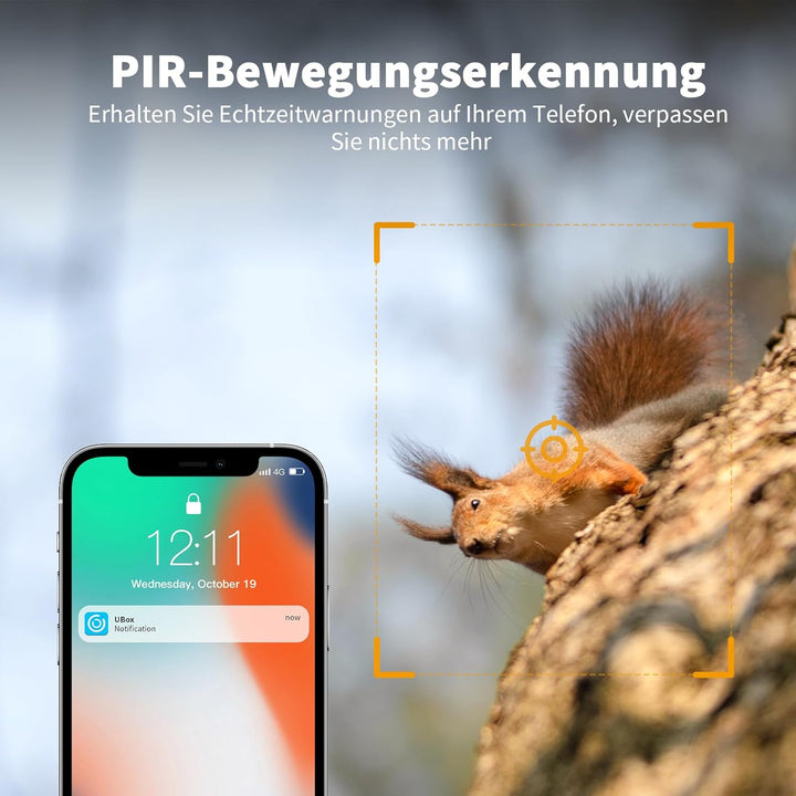 NUASI 4G LTE Wildkamera mit SIM Karte, 2K Kabellos Solar Wildtierkamera mit Handyübertragung App, Üb