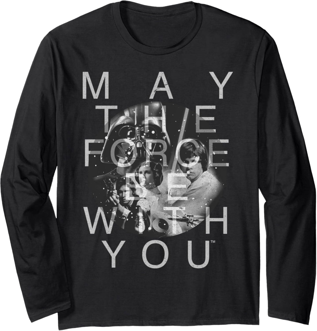 Star Wars The Force Group Shot Retro Text Photo Langarmshirt