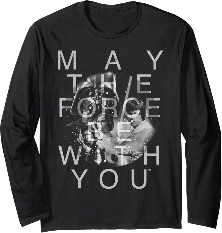 Star Wars The Force Group Shot Retro Text Photo Langarmshirt