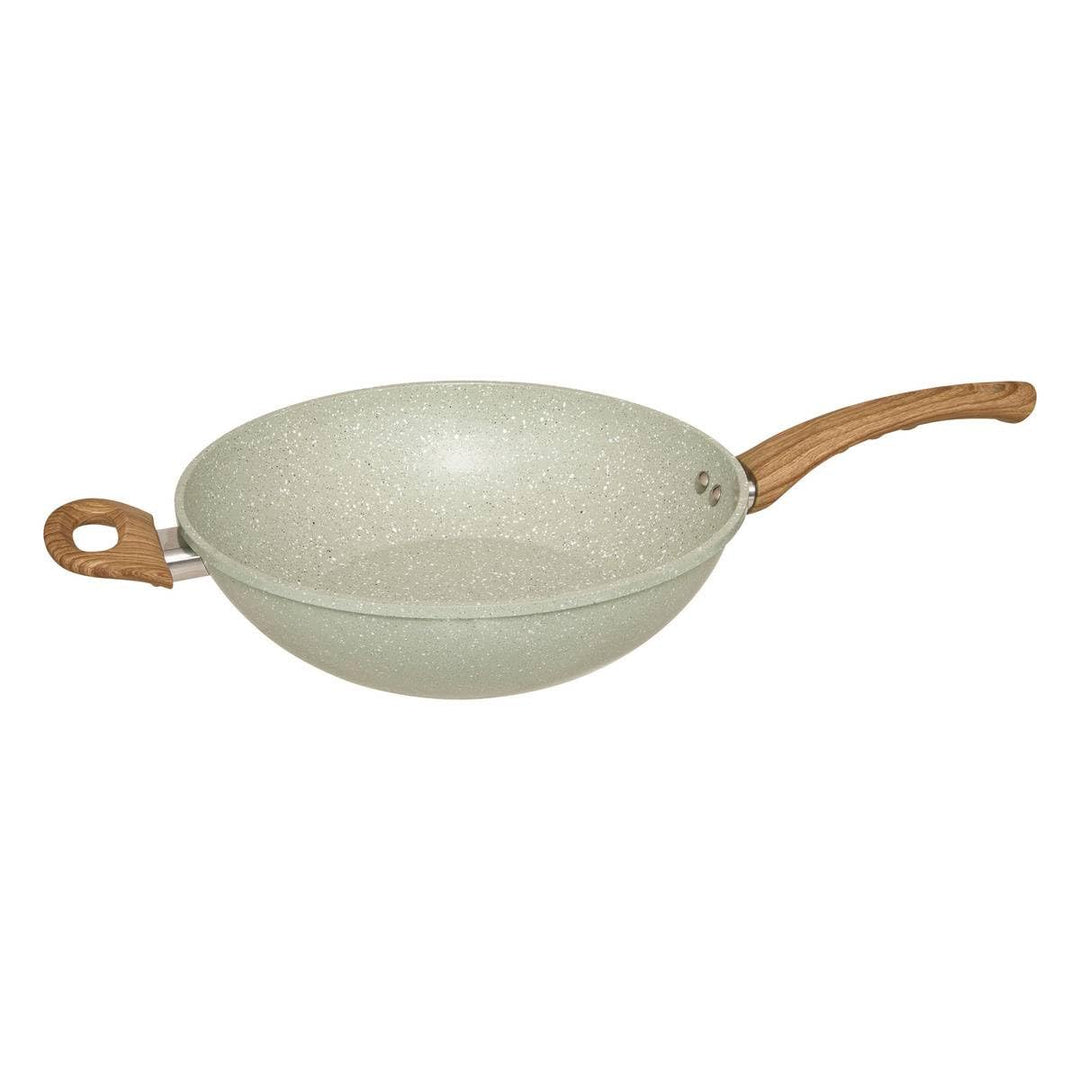 5Five – Grüner Wok aus Aluminium und Bakelit – 32 cm – 32,5 x 11,6 x 51,5 cm – Küchenzubehör, Kochen