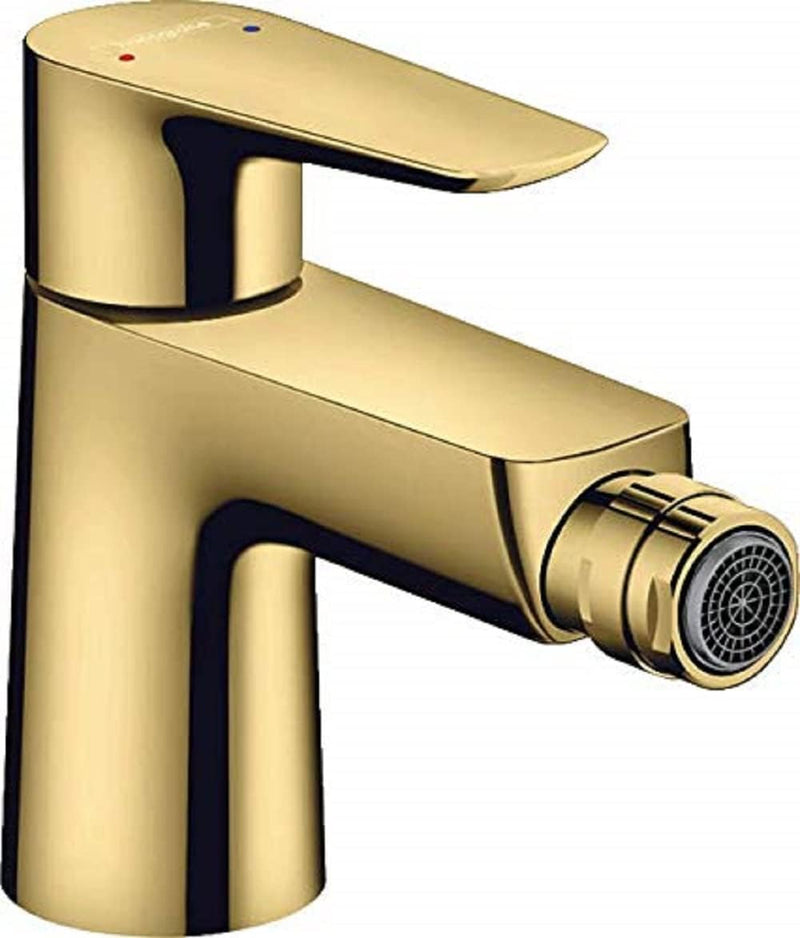 hansgrohe Talis E Einhebel-Bidetarmatur mit Zugstangen-Ablaufgarnitur, Polished Gold Optik Polished