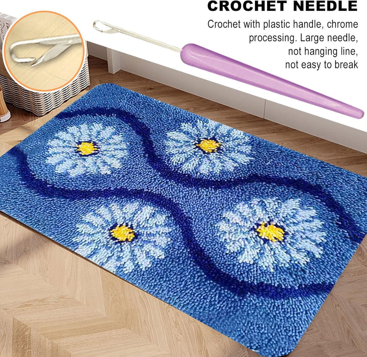 kingsea DIY Knüpfsets Kreuzstich Teppich Set, 60x40cm Teppich Selber Machen Set, Farbmusterdruck Git