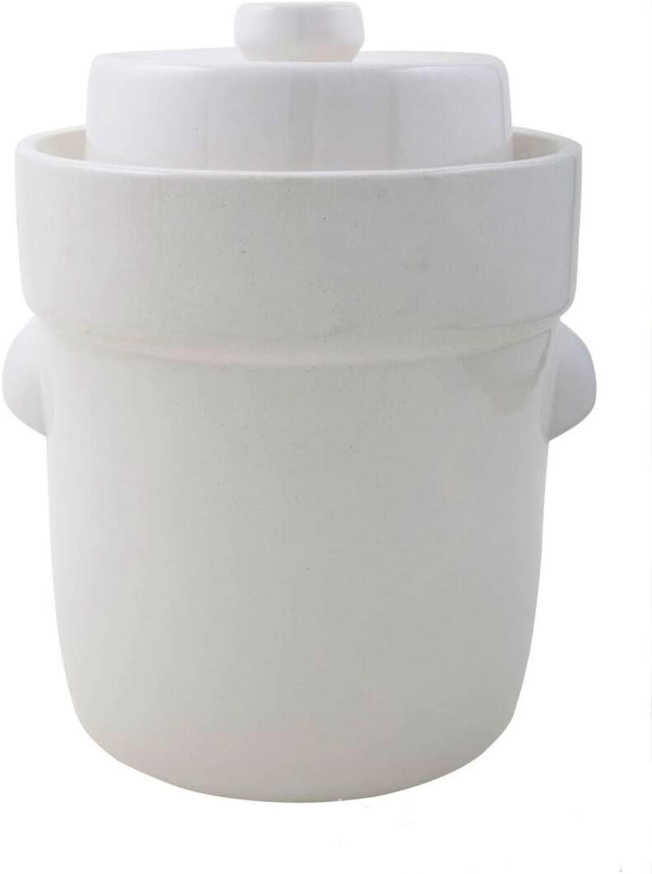 Ms-Steinzeug Gärtopf Sauerkrauttopf 3 Liter + Beschwerungssteine weiss Braun, Braun