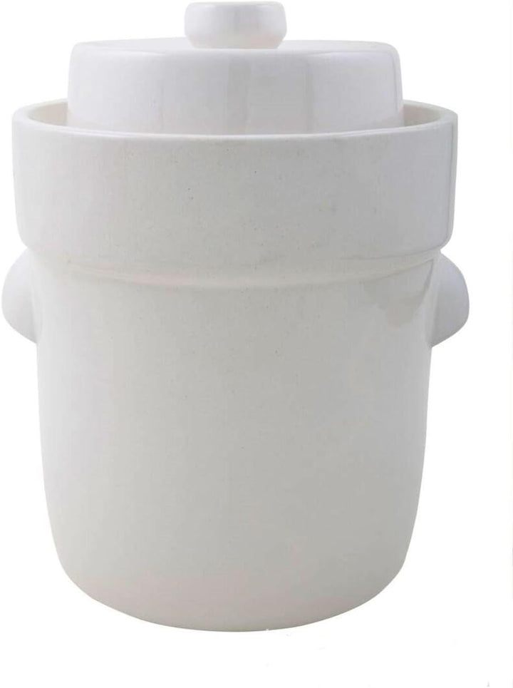 Ms-Steinzeug Gärtopf Sauerkrauttopf 3 Liter + Beschwerungssteine weiss Braun, Braun