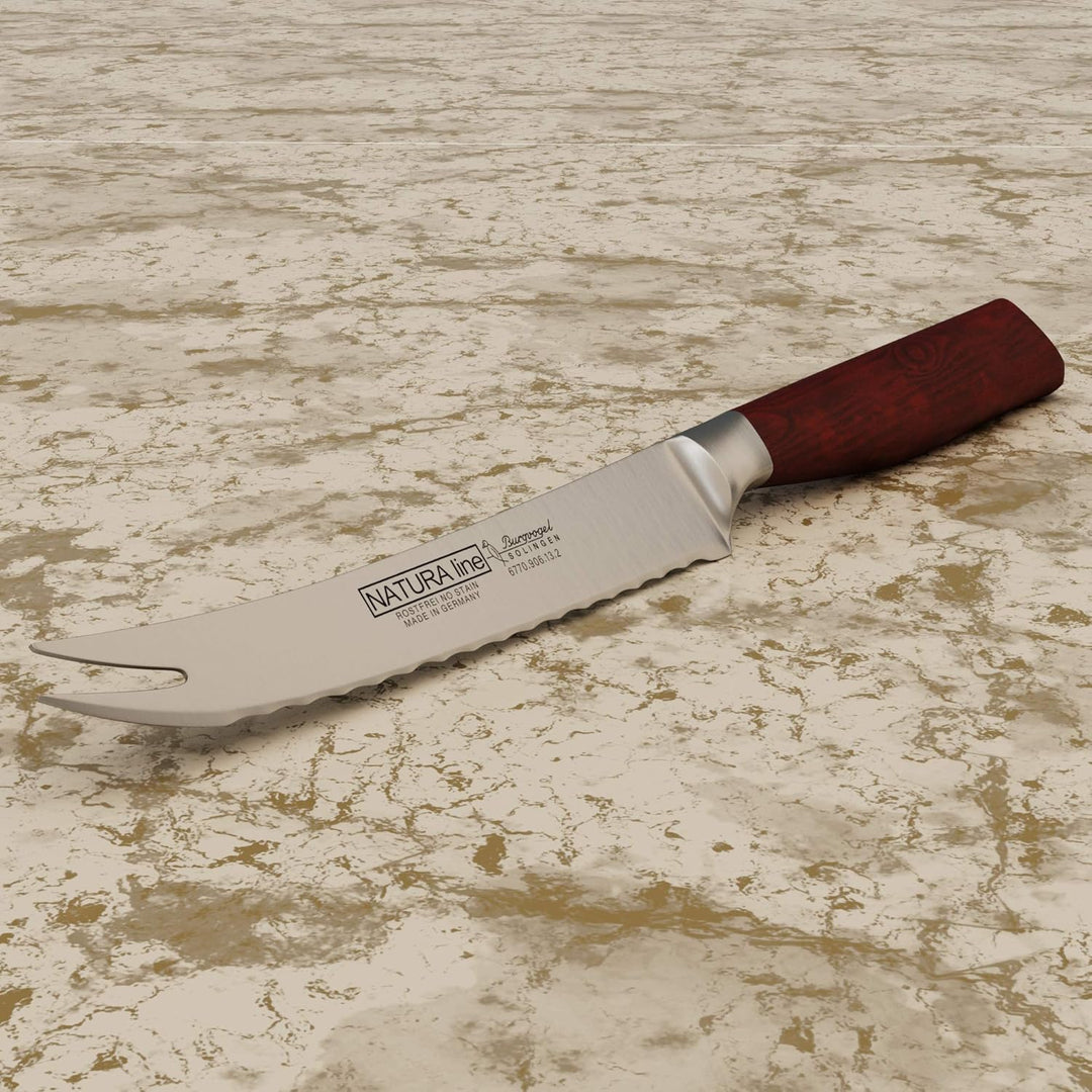 Burgvogel Solingen Natura Line, Tomatenmesser Holzgriff, rot satiniert, geschmiedet, 13 cm, rostfrei