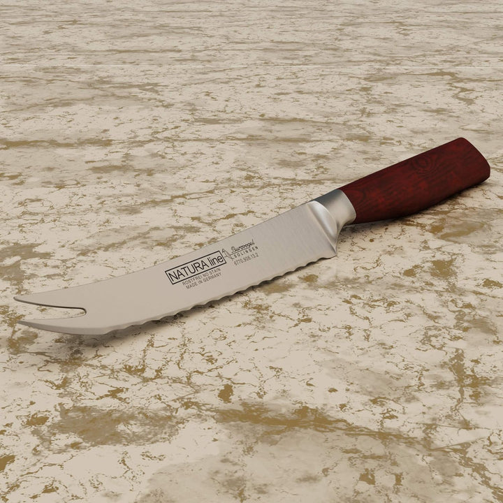 Burgvogel Solingen Natura Line, Tomatenmesser Holzgriff, rot satiniert, geschmiedet, 13 cm, rostfrei