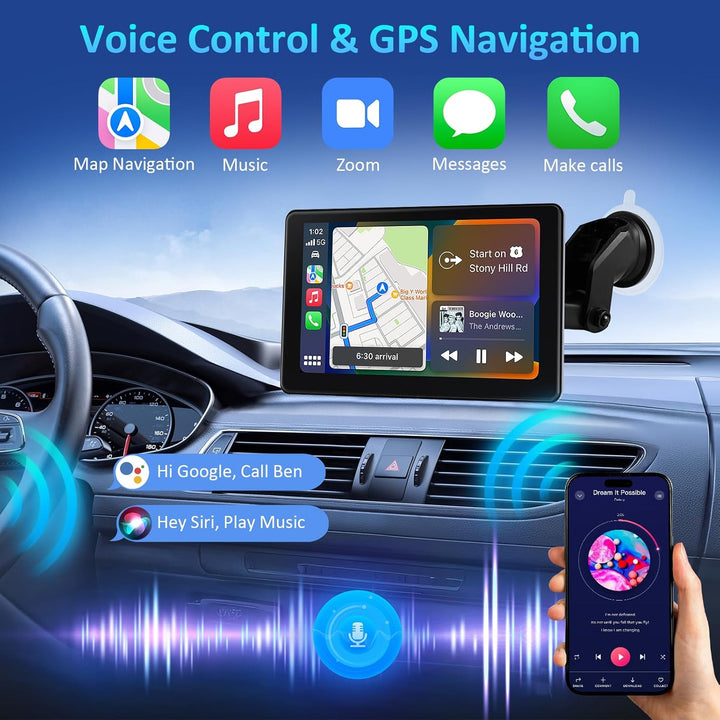 Carplay Display Autoradio, 7 Zoll HD IPS Android Auto Display, Wireless Apple Carplay Bildschirm mit
