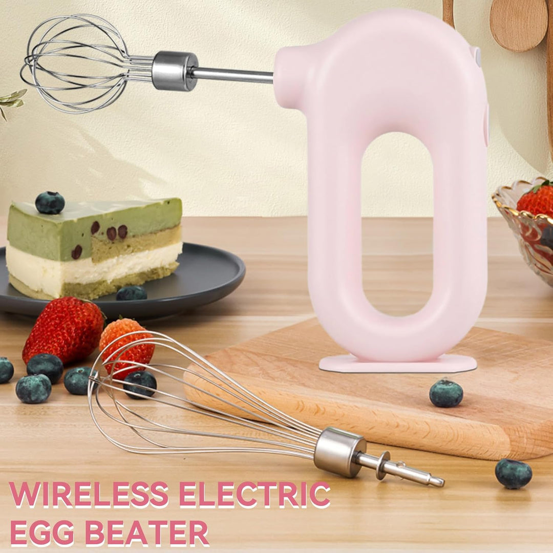Elektrischer Handmixer Mit Edelstahl Schneebesen, Knet 1500mAh 4 Geschwindigkeit USB Handmixer Klein