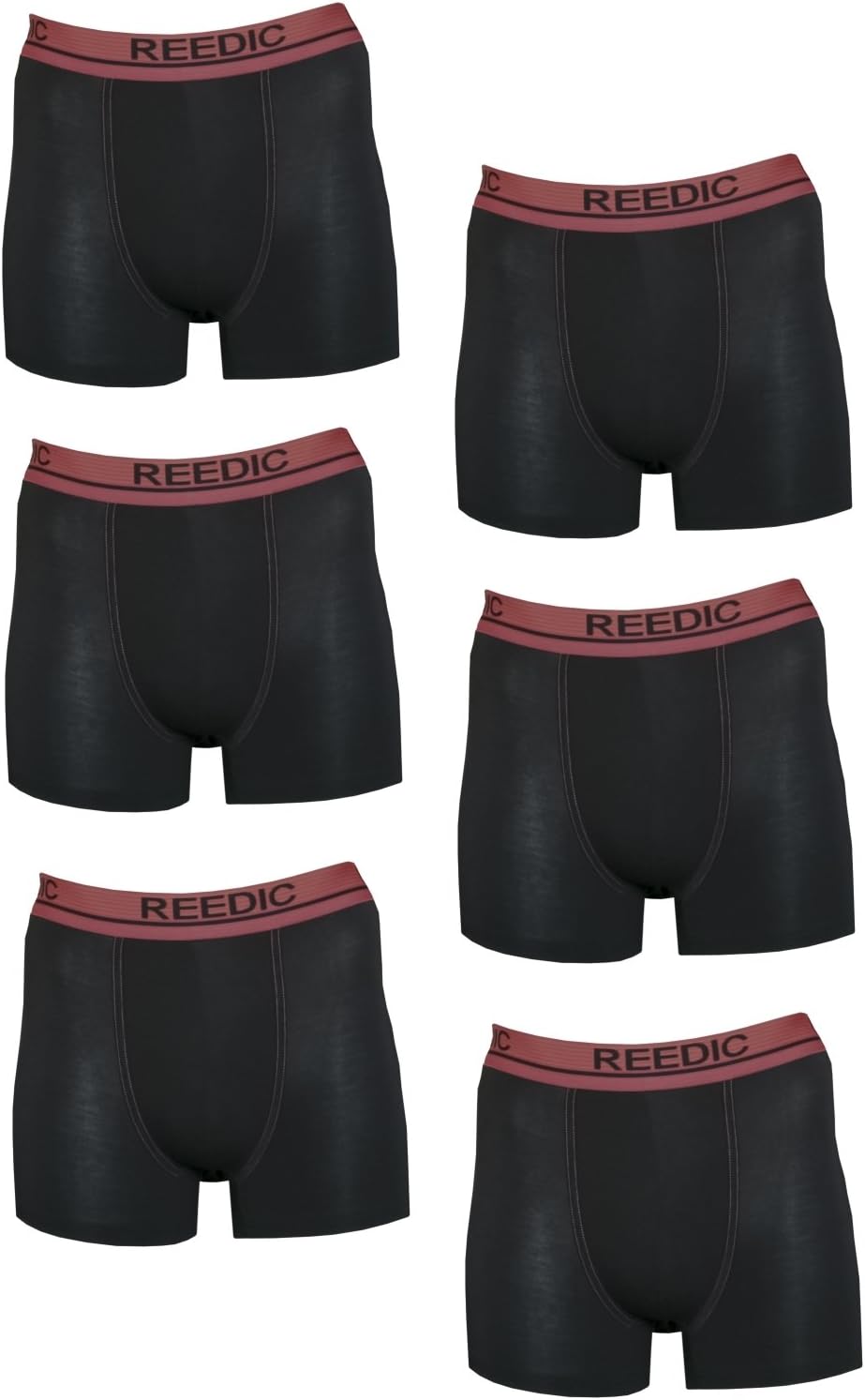 Reedic Herren Boxershorts, Modal, 6er Pack, Grösse Medium (M), Farbe 6X schwarz