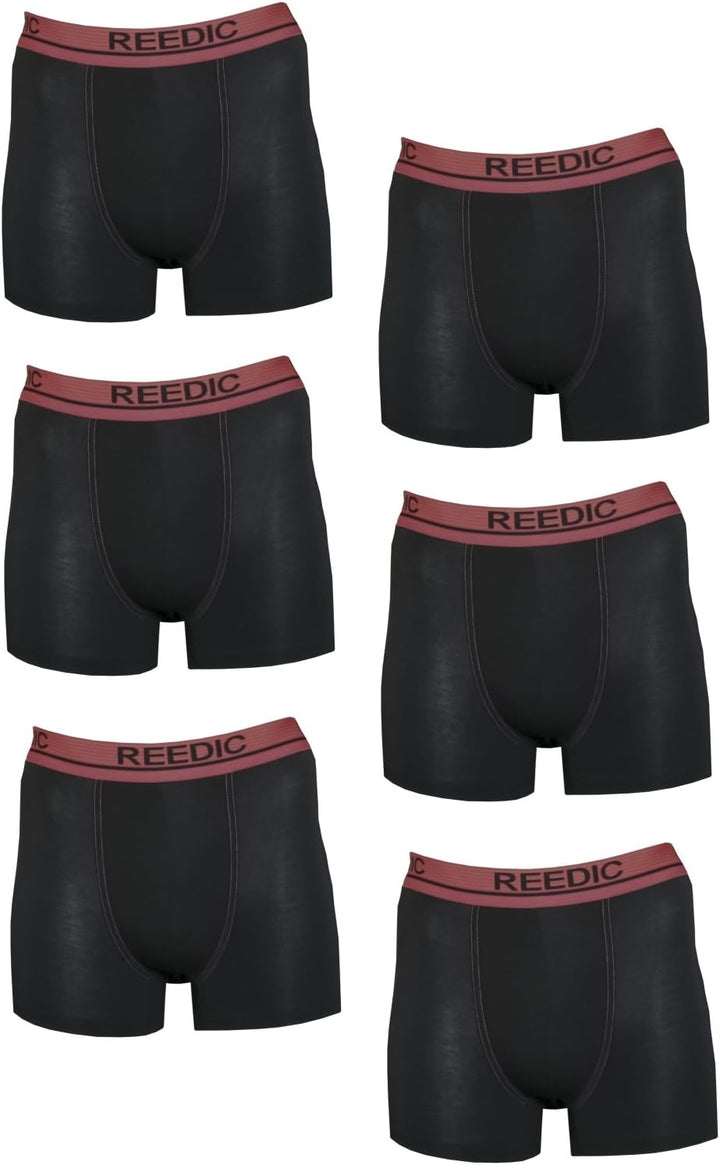 Reedic Herren Boxershorts, Modal, 6er Pack, Grösse Medium (M), Farbe 6X schwarz