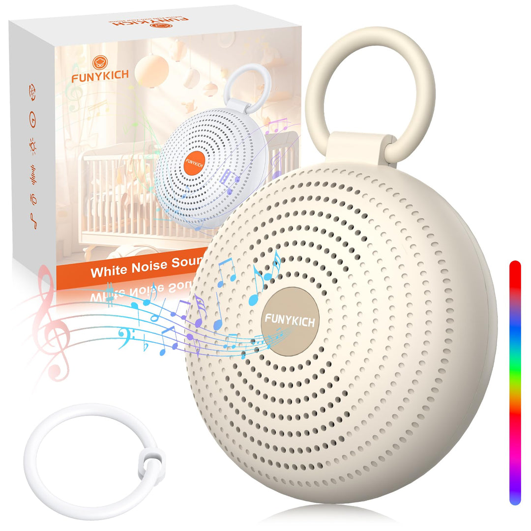 FUNYKICH White Noise Machine Baby, Tragbare Einschlafhilfe Weisses Rauschen Erwachsene mit 2 Aufnahm