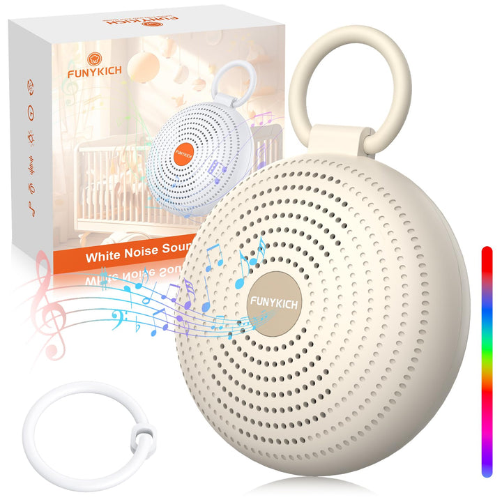 FUNYKICH White Noise Machine Baby, Tragbare Einschlafhilfe Weisses Rauschen Erwachsene mit 2 Aufnahm