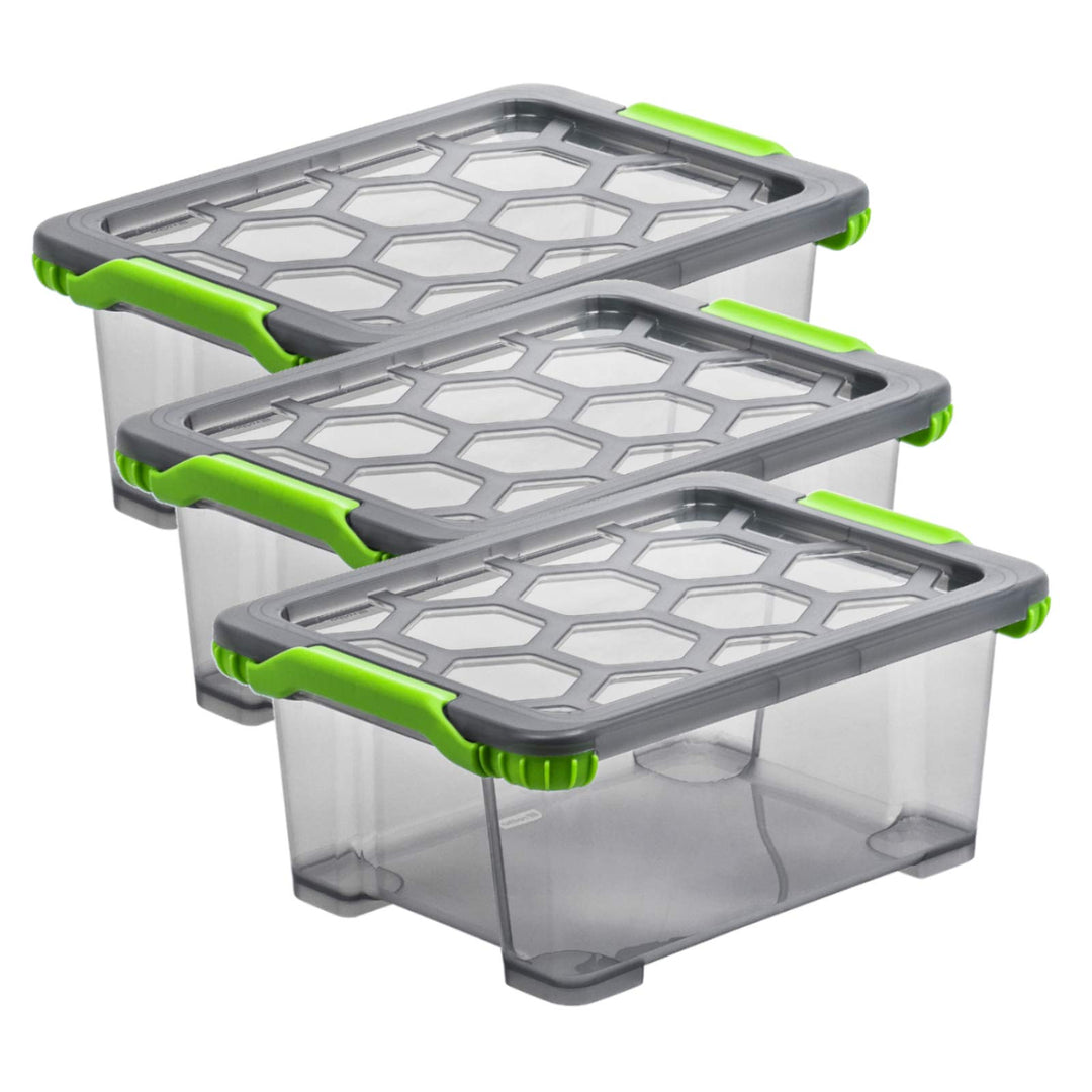 Rotho Evo Total Protection 3er-Set Aufbewahrungsbox 11l mit Deckel, lebensmittelechter Kunststoff (P