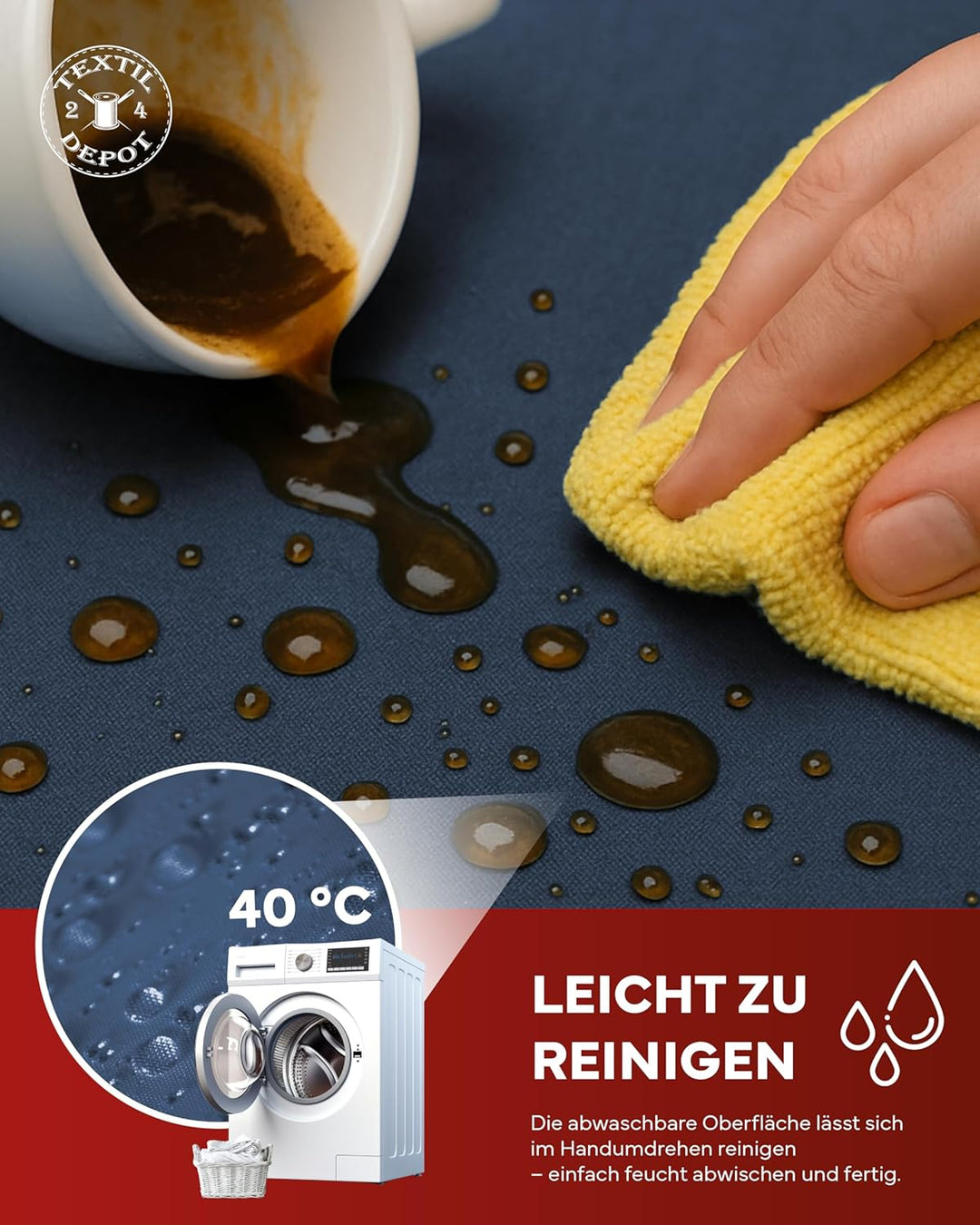 texpot Gartentischdecke 160 x 260 cm in Blau mit Leinen Optik Lotuseffekt Fleckschutz Bügelfrei Tisc