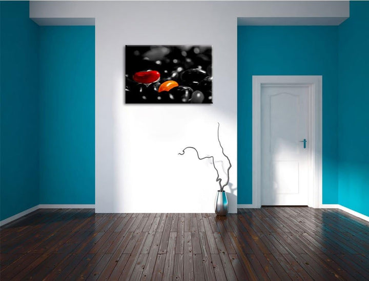 Dark leckere kleine Süssigkeiten schwarz/weiss Deluxe Format: 100x70 cm auf Leinwand, XXL riesige Bi