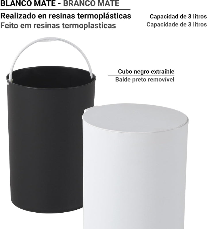 Gedy Sharon Treteimer mit Deckel, 3 l, Mattweiss
