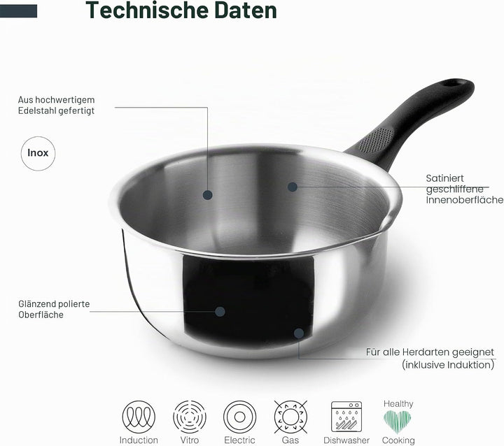 Lacor - 31320 - Garinox Gerader Topf mit Ausgiesser, Edelstahl, Ausgiesser, ergonomischer Bakelitgri
