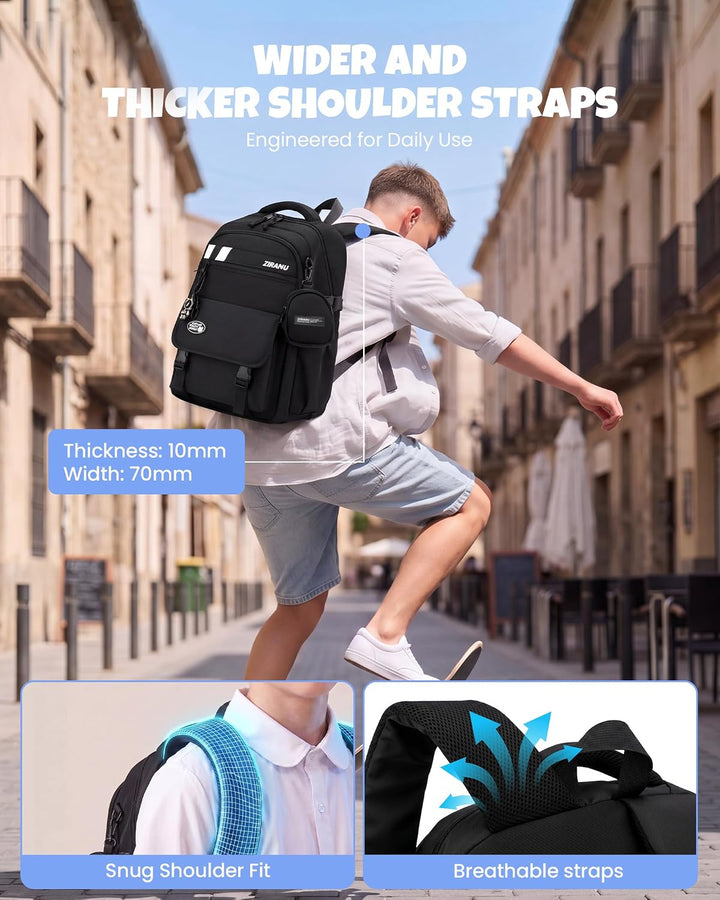 Amythe Schulrucksack Jungen Teenager, Gross Rucksack Schule Lässiger Oberstufe Schulranzen Wasserabw