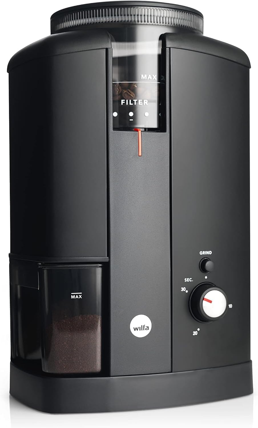 Wilfa SVART AROMA Kaffeemühle - 32 Mahlgradeinstellungen - Kegelmahlwerk - 250g Bohnenbehälter - mit