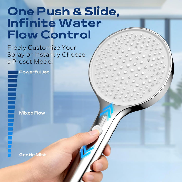 Luxear Duschkopf Wassersparend, Hochdruck Brausekopf Dusche mit 3+1 Strahlarten, 130mm Gross Spardus