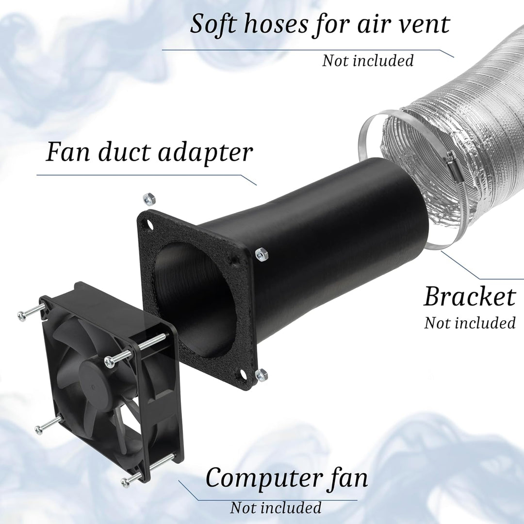 AERZETIX Quadratisch-Rund-Adapter für Luftstrom für Lüftungskanal 80x80 mm Ø73 mm aus ABS-Kunststoff