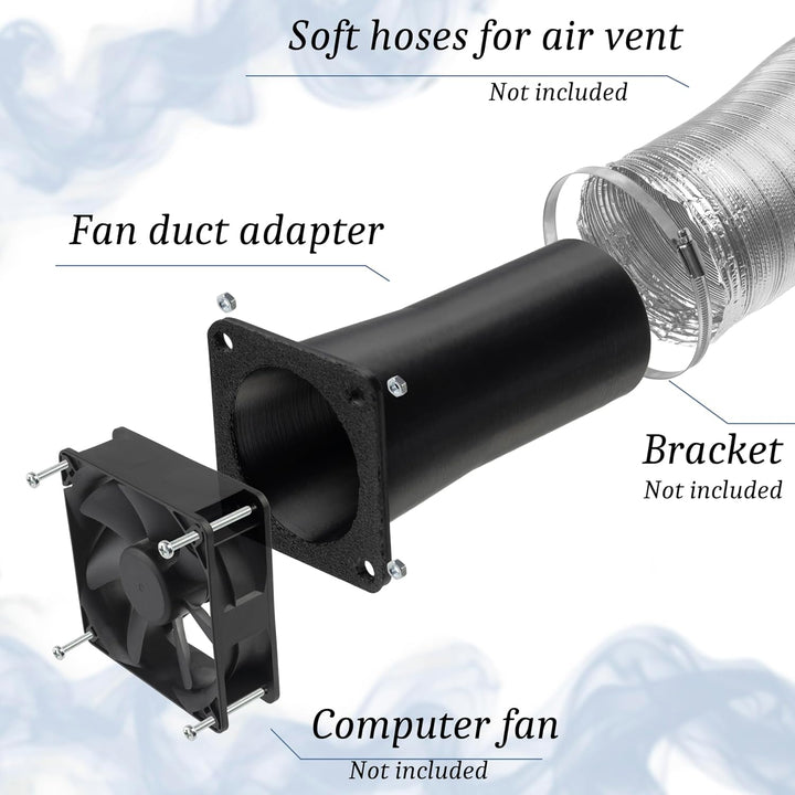 AERZETIX Quadratisch-Rund-Adapter für Luftstrom für Lüftungskanal 40x40 mm Ø30 mm aus ABS-Kunststoff