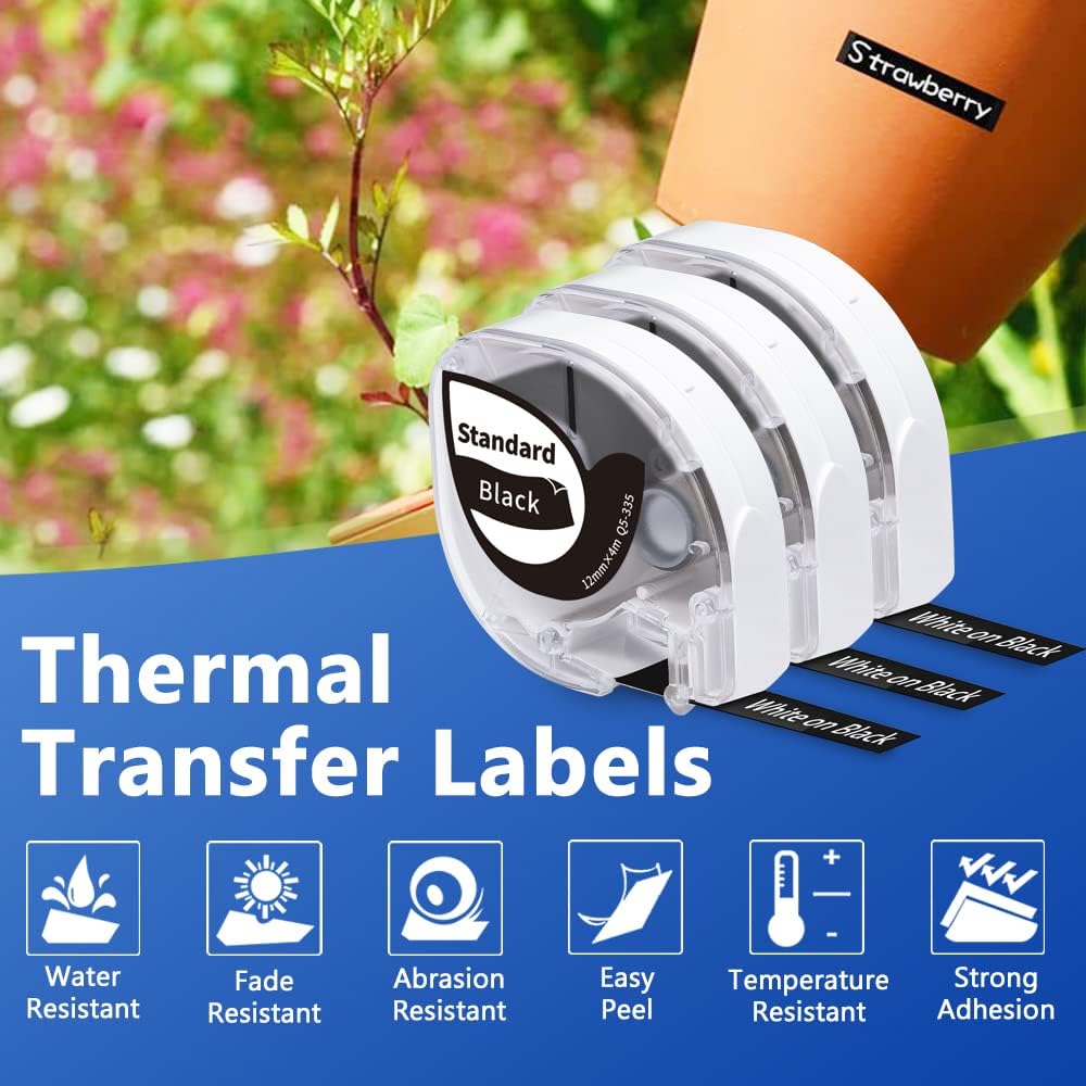Phomemo P12 Etikettenband Kompatible mit Dymo LetraTag Etikettenband für LT-100H LT-100T 200B PLUS X