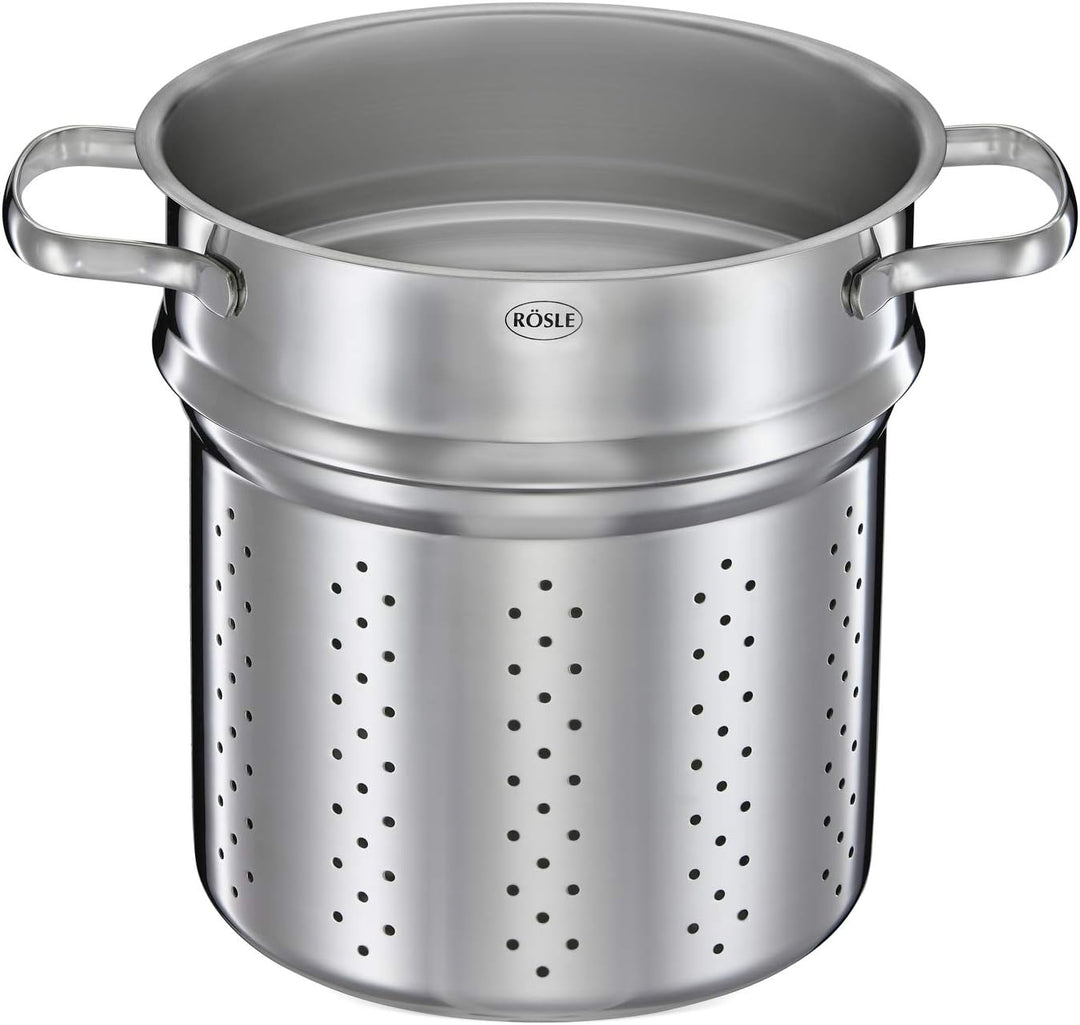 RÖSLE ELEGANCE Pastatopf, Hochwertiger Edelstahltopf zur Zubereitung von Nudeln oder Gemüse, 5 Liter