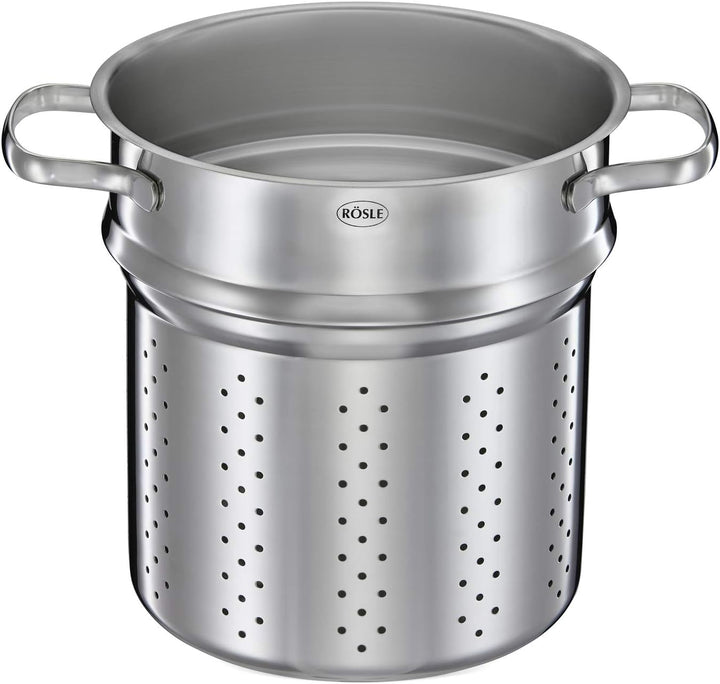 RÖSLE ELEGANCE Pastatopf, Hochwertiger Edelstahltopf zur Zubereitung von Nudeln oder Gemüse, 5 Liter