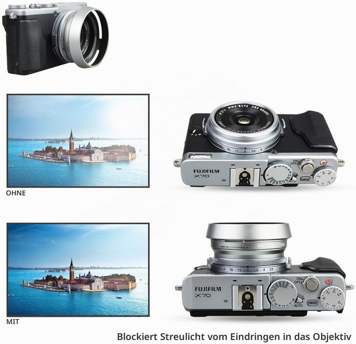 JJC Objektivadapter und Gegenlichtblende für Fujifilm FinePix X100VI, X100V, X100F, X100S, X100T, X1