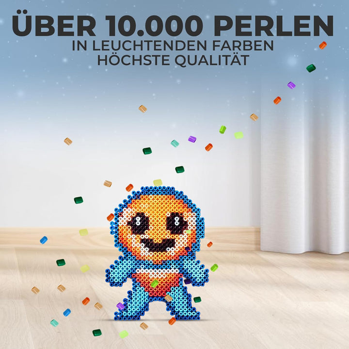 DEUPO24 Bügelperlen Set 5mm, 36 Farben, 10000 Perlen, Steckperlen mit Platten Bügelperlen Gross, Kin