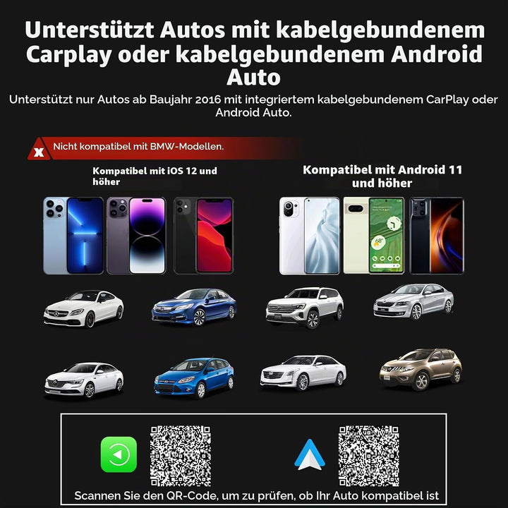Wireless CarPlay &amp; Android Auto Adapter, Bluetooth 5.0 Mini Adapter für Fahrzeuge, Kabelloses Plug &amp;