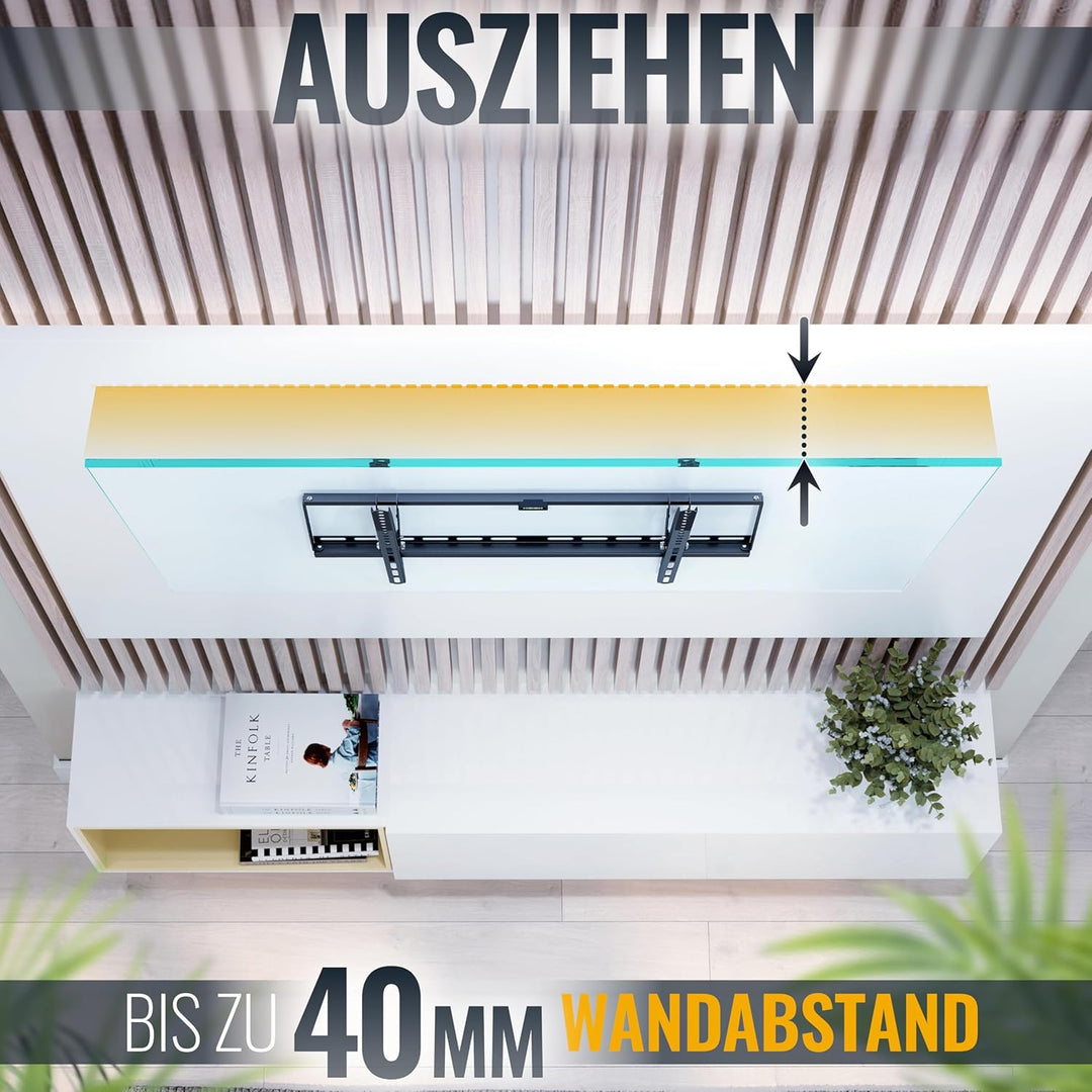 RICOO TV Wandhalterung Fernseher Neigbar Flach Slim für 37-75 Zoll, Universal TV Halterung N1964, Fe