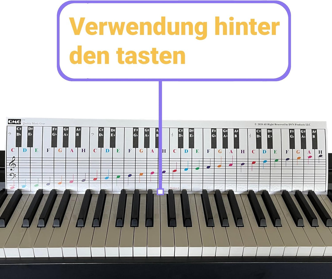 Klavier- und Keyboard-Notentabelle, kompletter Klaviermusikunterricht mit Farbnoten, Handbuch 1 und