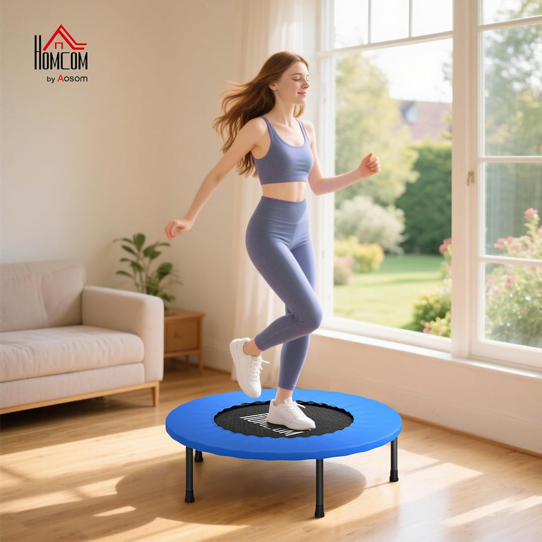 HOMCOM 32" Trampolin für Zuhause mit Sicherheitspolster, Blau &amp; Schwarz