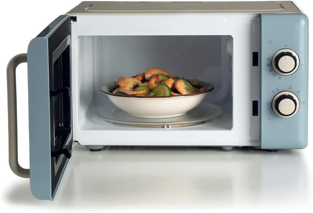 Ariete 3960 Mikrowelle Vintage, 800 W, Fassungsvermögen 20 l, 3 Funktionen, 6 Kochstufen, Timer, hel