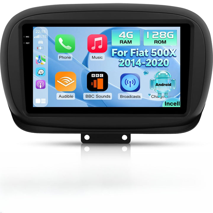 4G+128G Android Autoradio für FIAT 500X 2014-2020 mit Wireless Carplay & Android Auto, 9-Zoll IPS To