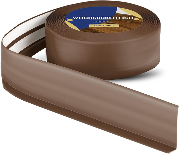 DQ-PP WEICHSOCKELLEISTE | 10m | dunkelbraun | 50x15mm | PVC | selbstklebend | Knickwinkel Fussleiste