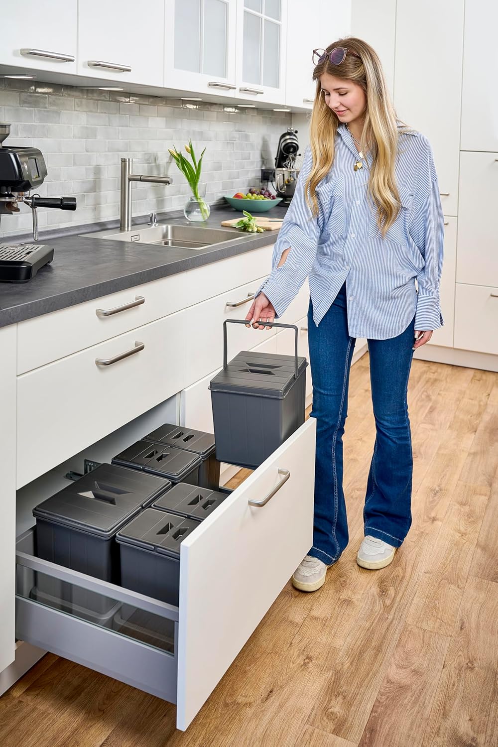 Aspira Home Müllomatic MODUL 1 MINI | Einbau Mülleimer für Schublade und Unterschrank, modularer Abf