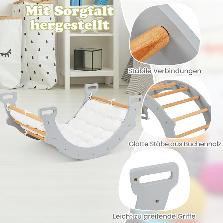 COSTWAY Kletterbogen mit weichem Kissen, Kletterdreieck zum Wippen, Klettern und Krabbeln, Indoor Kl