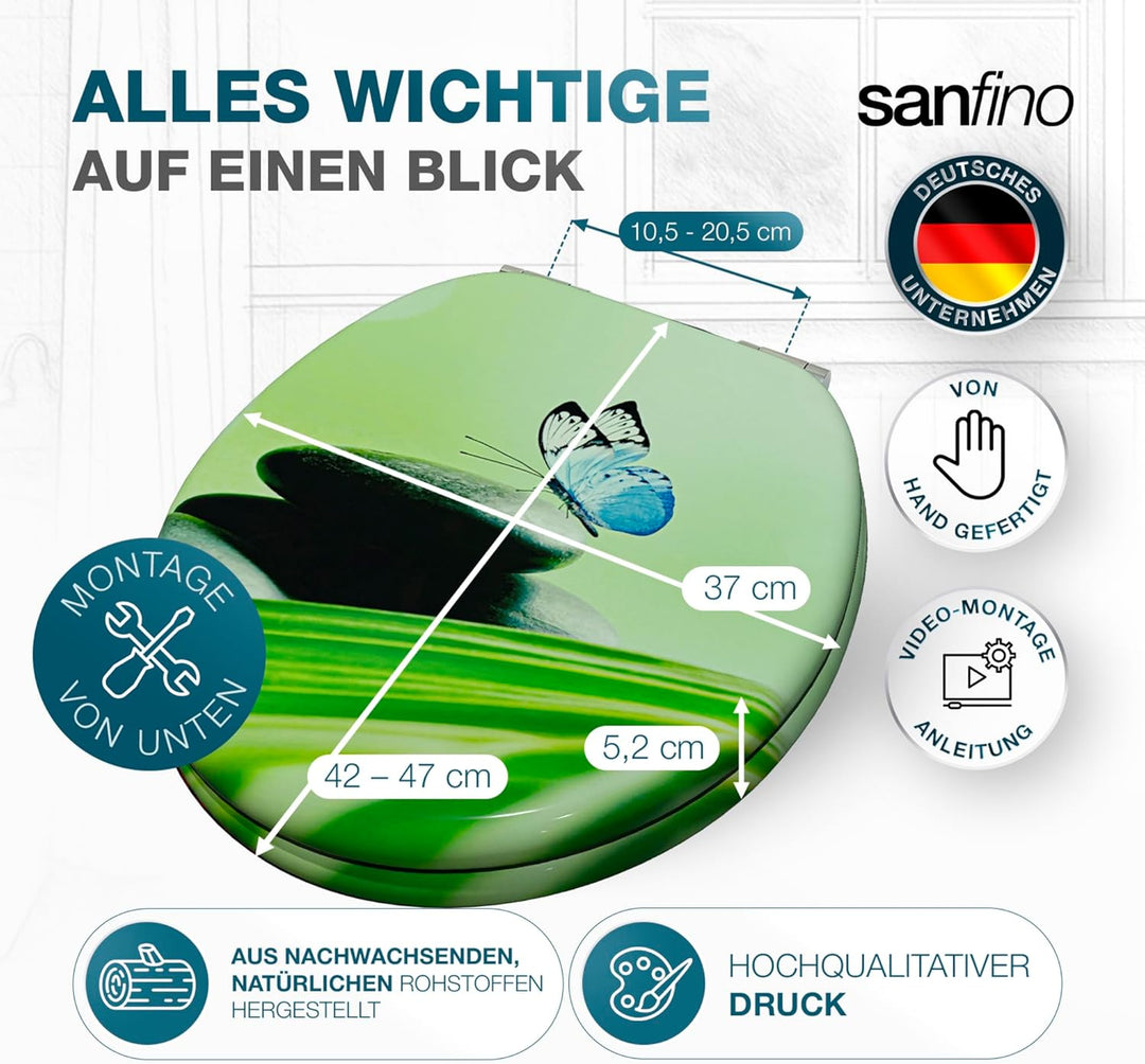 Premium WC Sitz mit Absenkautomatik – hochwertige Toilettendeckel aus Holz, viele bunte Motive, hohe